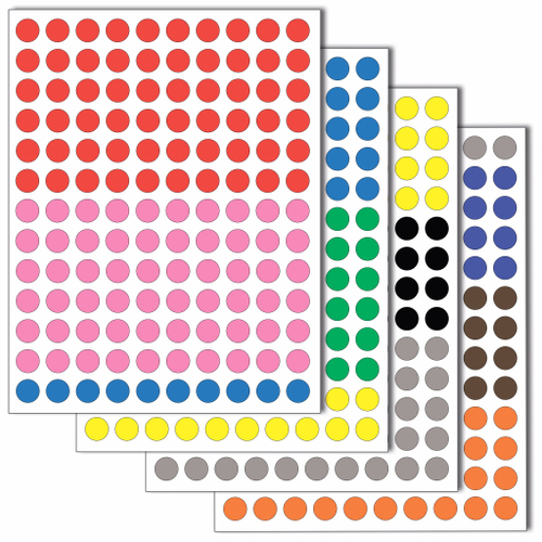 Набор цветных бумажных наклеек для маркировки Policomprint M10, 10 мм. 520 шт.