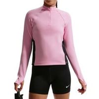 Футболка для девочек Nike Pro Dri-Fit Half Zip Long Sleeve — pink rise/black/white