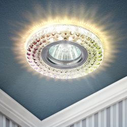Светильник встраиваемый cо светодиодной подсветкой ЭРА DK LD15 SL RGB/WH под лампу MR16 GU5.3 мультиколор | Встраиваемые LED светильники