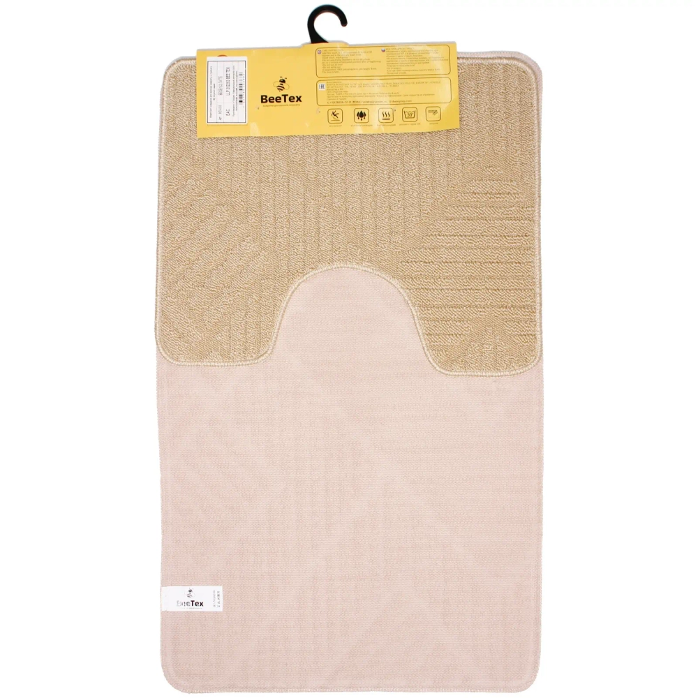 Комплект ковриков для ванной и туалета Bee Tex 55x90 + 45x55 латте.МС 3-003