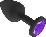 Средняя черная пробка с фиолетовым кристаллом ONJOY Silicone Collection (Цвет: черный с фиолетовым)