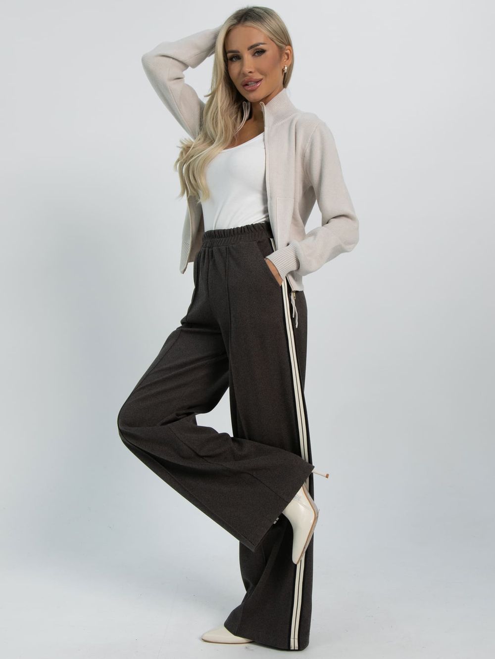 Брюки утепленные трикотажные Вильнюс (капучино) Б16419-5М LT Collection