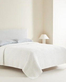 ZARA HOME ВАФЕЛЬНОЕ ПОКРЫВАЛО, БЕЛЫЙ