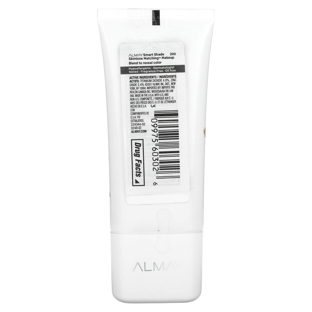Almay, Smart Shade, макияж под тон кожи, SPF 15, оттенок 200 светлый и средний, мина, 30 мл (1 жидк. унция)