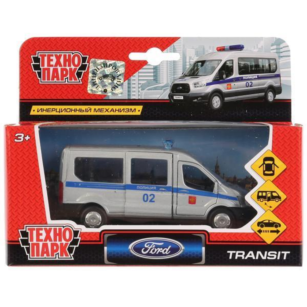 Модель ин. мет. "Ford Transit. Полиция" 12см, открыв. двери, в коробка SB-18-18-P-WB (Технопарк)