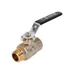 Кран шаровой полнопроходной STOUT - 1/2" (НР/ВР, PN40, Tmax 150°C, ручка-рычаг черная)