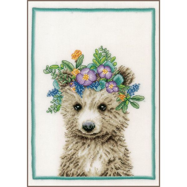 Набор для вышивания нитками Lanarte Flower crown bear