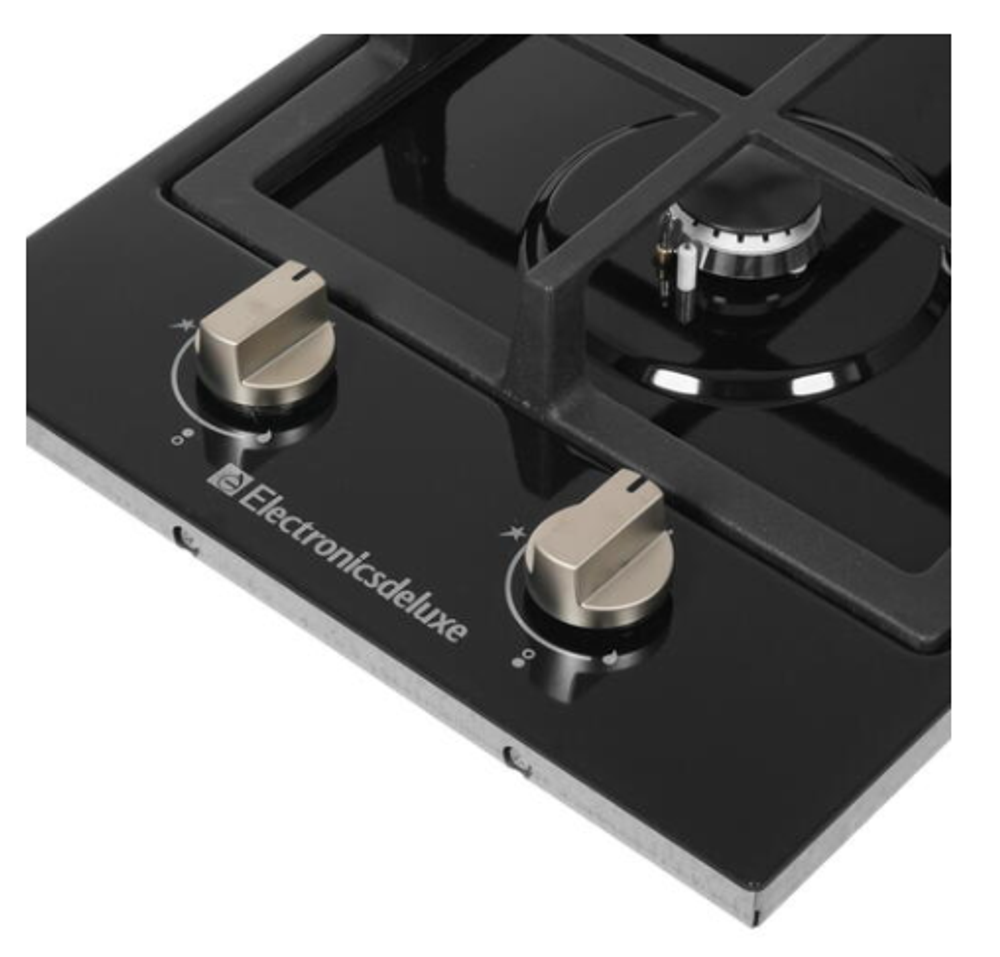 Поверхность варочная  Electronicsdeluxe TG2 400215F-007 (черная. ручки нерж. газ/к., 29*51) Россия