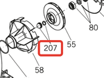 Гайка крепления рабочего колеса насоса PSH ND.2 + уплотнение (3211032R)