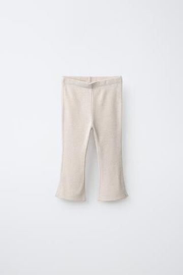 ZARA ТРИКОТАЖНЫЕ БРЮКИ FLARE С БАНТАМИ SOFT TOUCH, ПЕСОЧНЫЙ МЕЛАНЖ