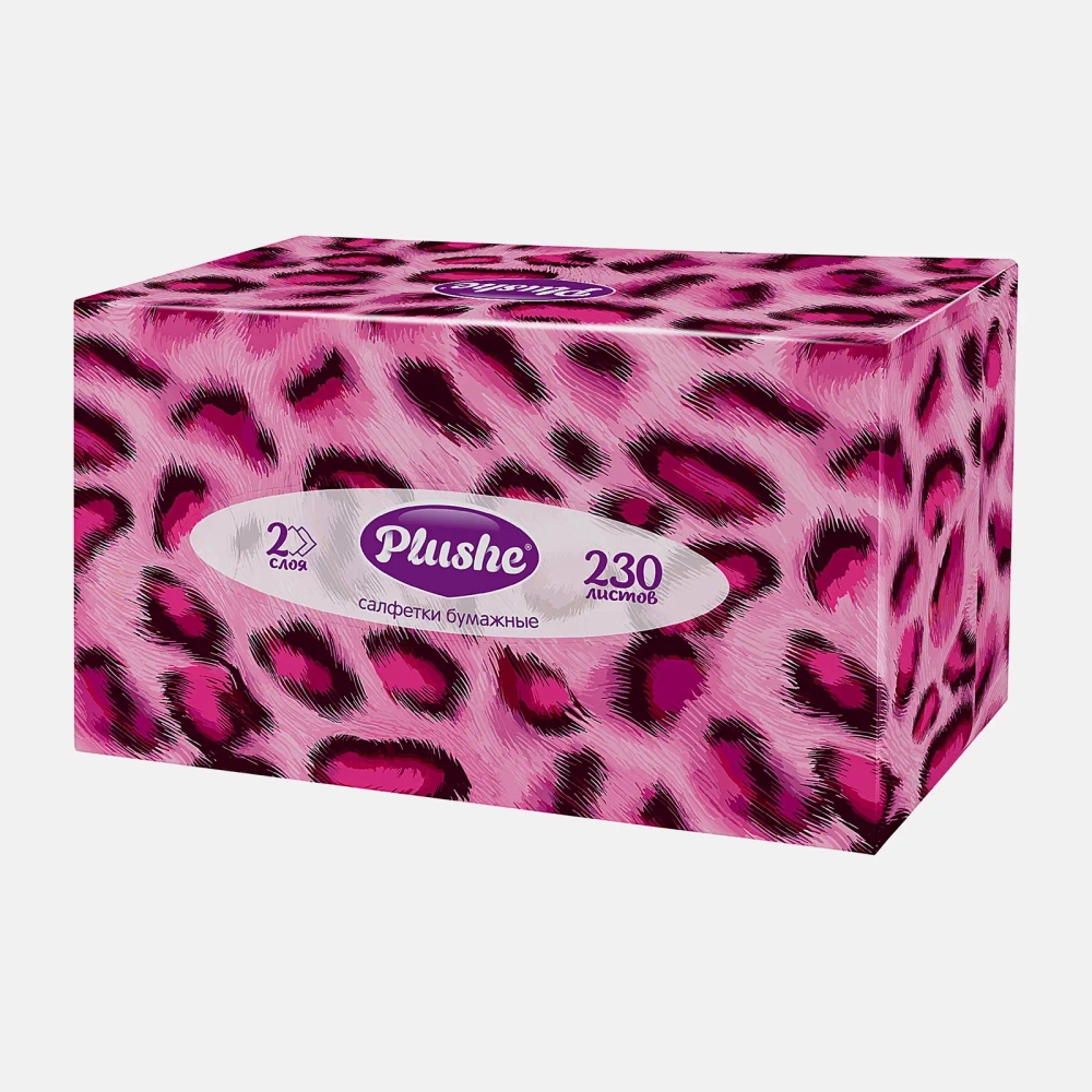 Салфетки для лица Plushe бумажные 2 слоя 20*9*12см 230шт