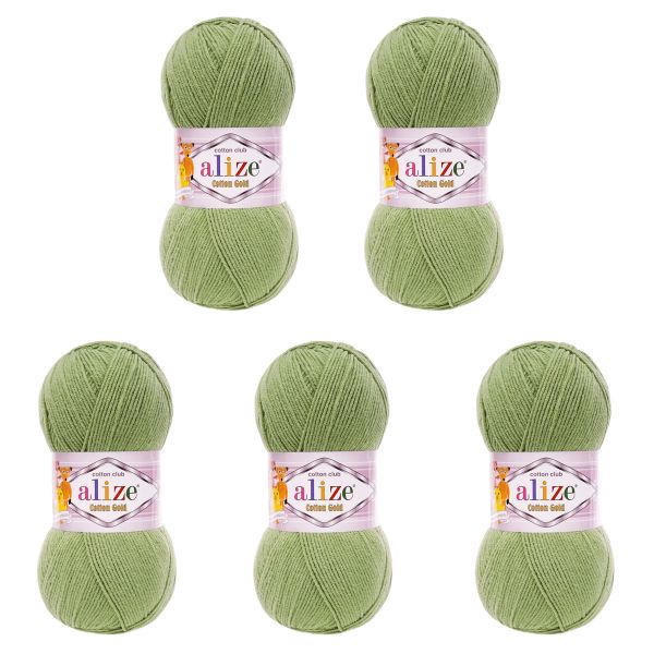 Пряжа Alize (Ализе) Cotton Gold / уп.5 мот. по 100 г, 330м, 485 зеленый A