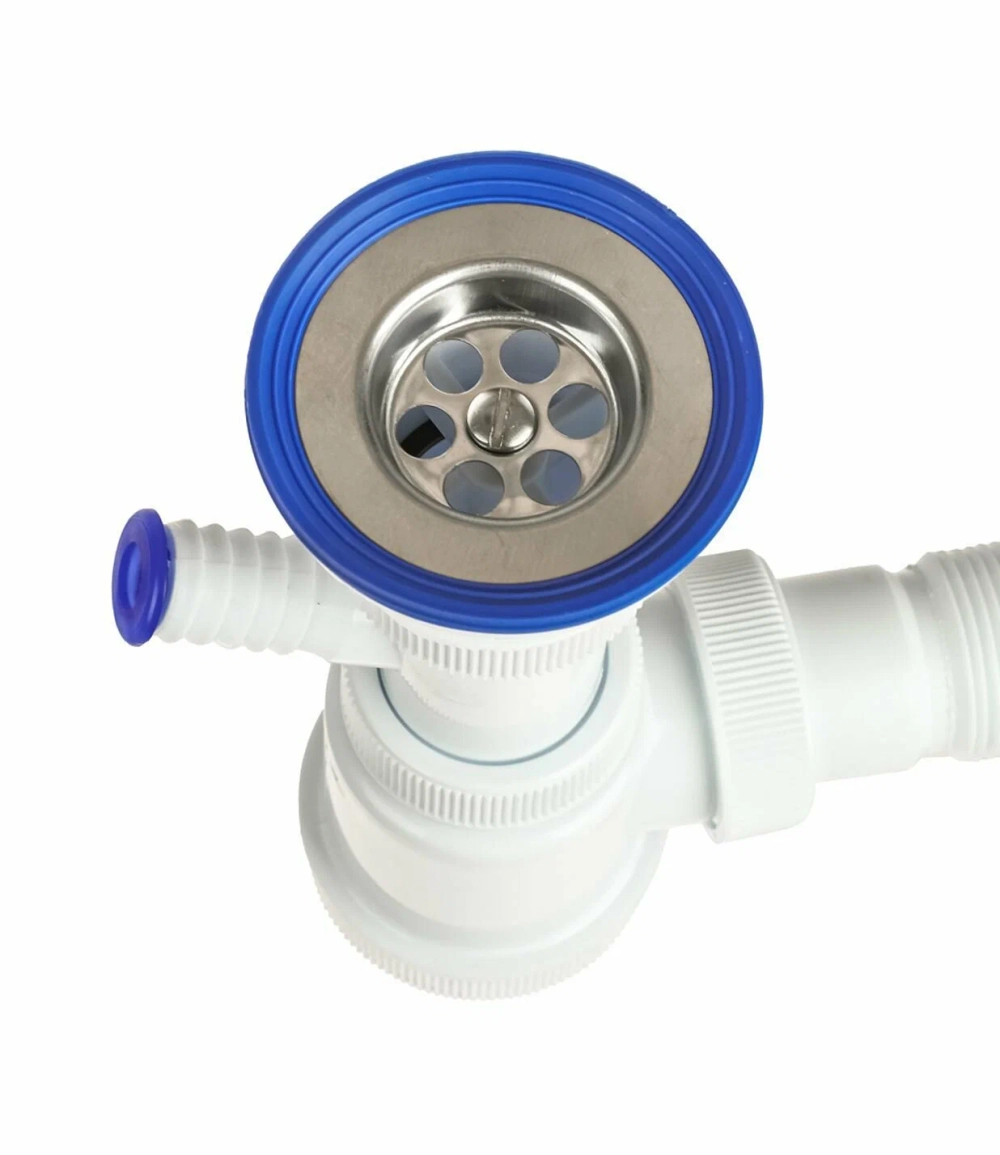 Сифон VIRPLAST 1.1/2 "МИНИ Элит"с нерж.чашкой Ø63 мм, с отв.дляст.м и гофрой 40/50 L800мм арт. 30980679