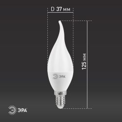 Лампа светодиодная ЭРА STD LED BXS-11W-840-E14 11Вт свеча на ветру нейтральный белый свет Е14 | Лампы cветодиодные Свеча (B/C)