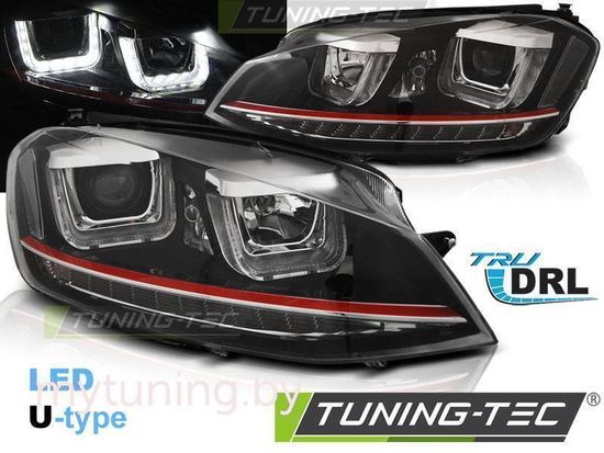 Передние фары U-Type для Volkswagen Golf VII (12-17) Black Red