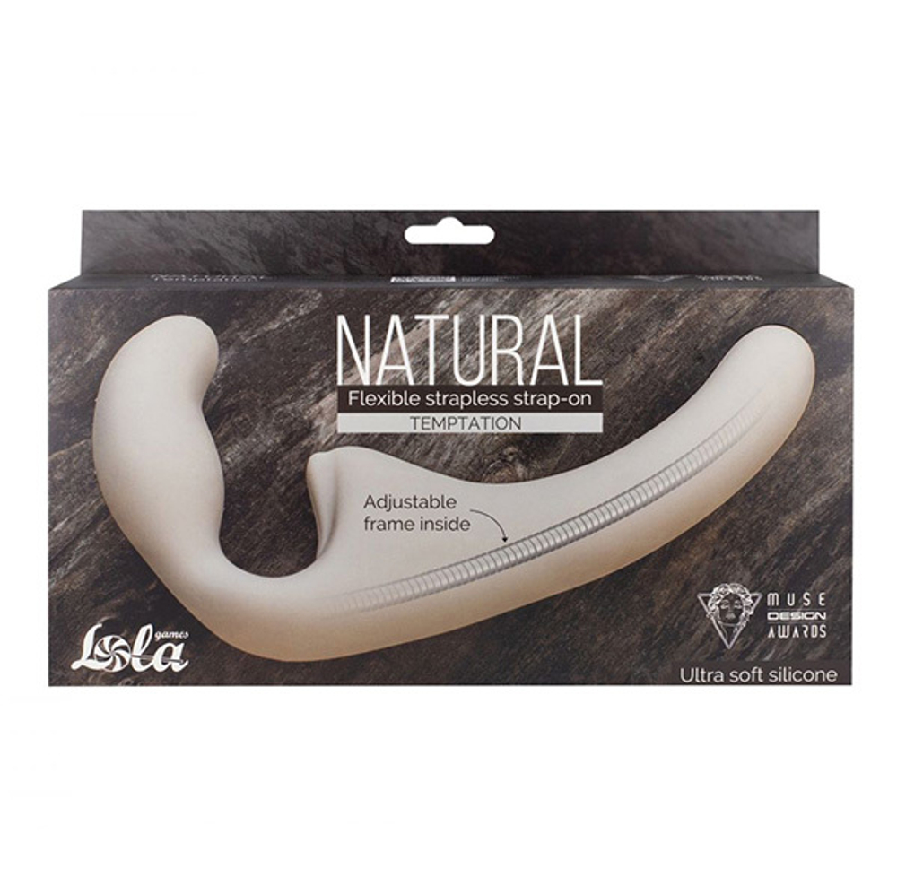 Бежевый безремневой страпон 20,5см Lola Games Temptation Natural Biege 5011-01lola