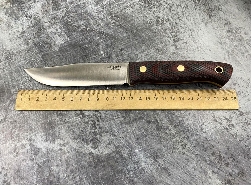 Нож Fox, D2, микарта, красно-черная, насечка, 228.1254 конв