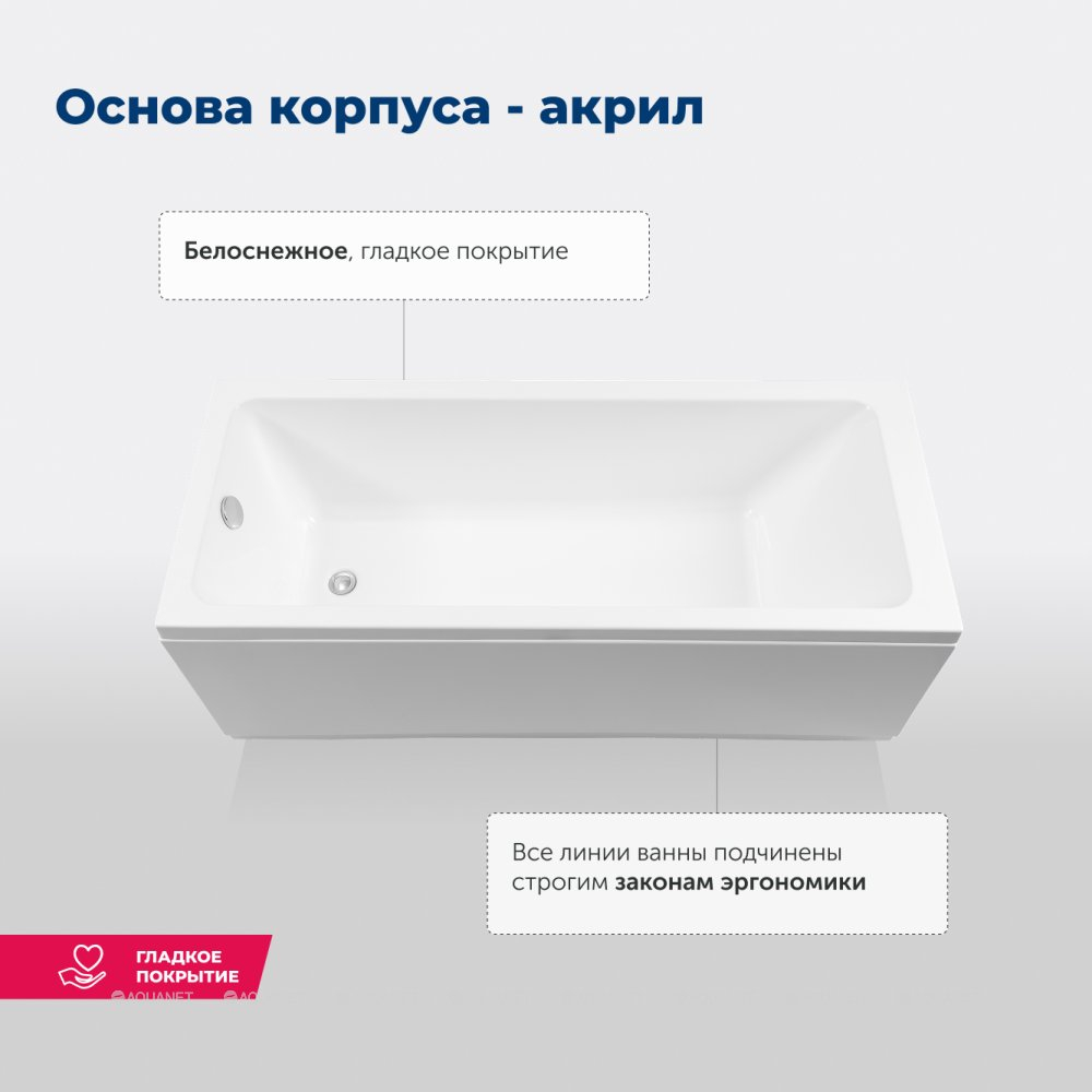 Акриловая ванна Aquanet (Акванет) Agata 170x70 с каркасом