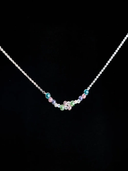 Тонкое колье Млечный путь с разноцветными кристаллами Swarovski