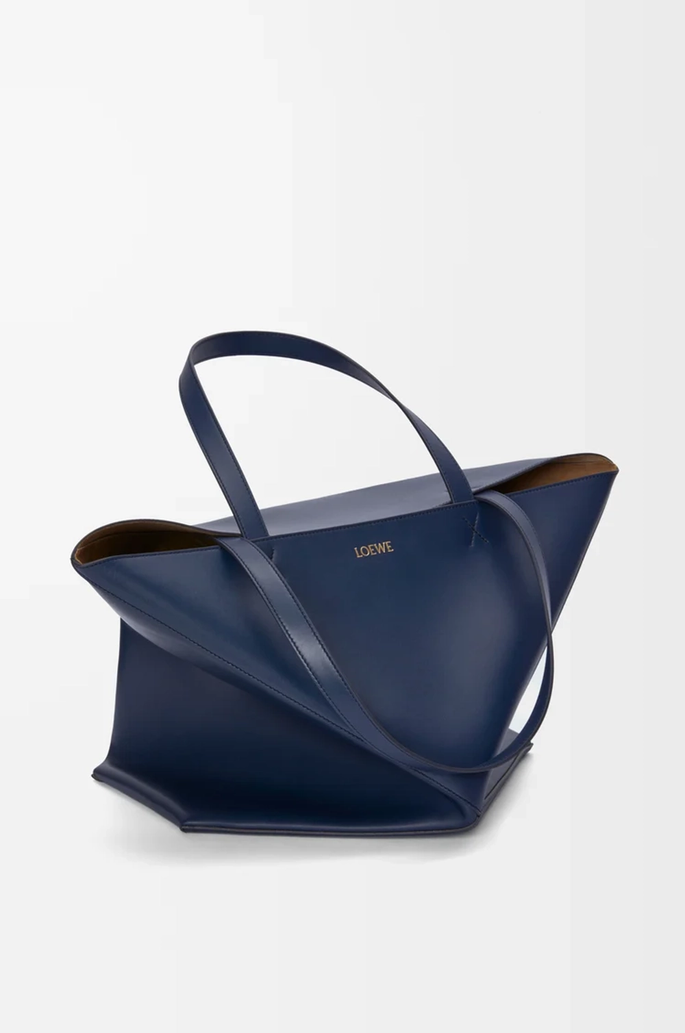 Loewe Сумка-тоут XL Puzzle Fold из блестящей телячьей кожи, темно-синий
