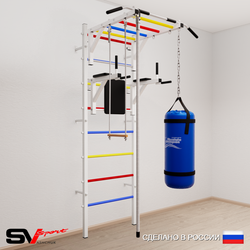 Шведская стенка Sv Sport 5462 (Турник рукоход/Брусья/Канат/Трапеция/Цепь/Мешок 22кг)