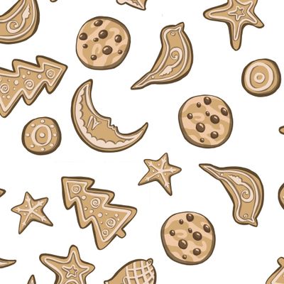 alphabet holidays ginger cookie isolated. Merry Christmas and Happy New Year figures cover by icing-sugar. Vector illustration