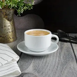 Чайная пара 240 мл белая d 9,2 см h6,3 см фарфор Glory Eco Stackable P.L. Proff Cuisine [6]