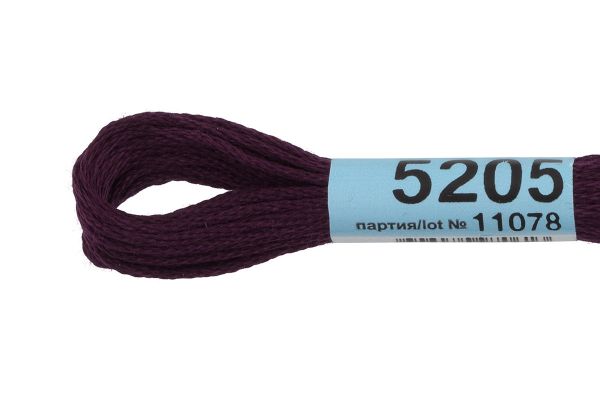 Мулине Gamma 100% хлопок, цв.5205 т.т.фиолетовый, 24 мотка по 8 метров