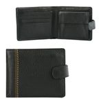 Портмоне мужское FABULA "Brooklyn", 124х97 мм, натуральная кожа, отстрочка, кнопка, черное, PM.57.BR