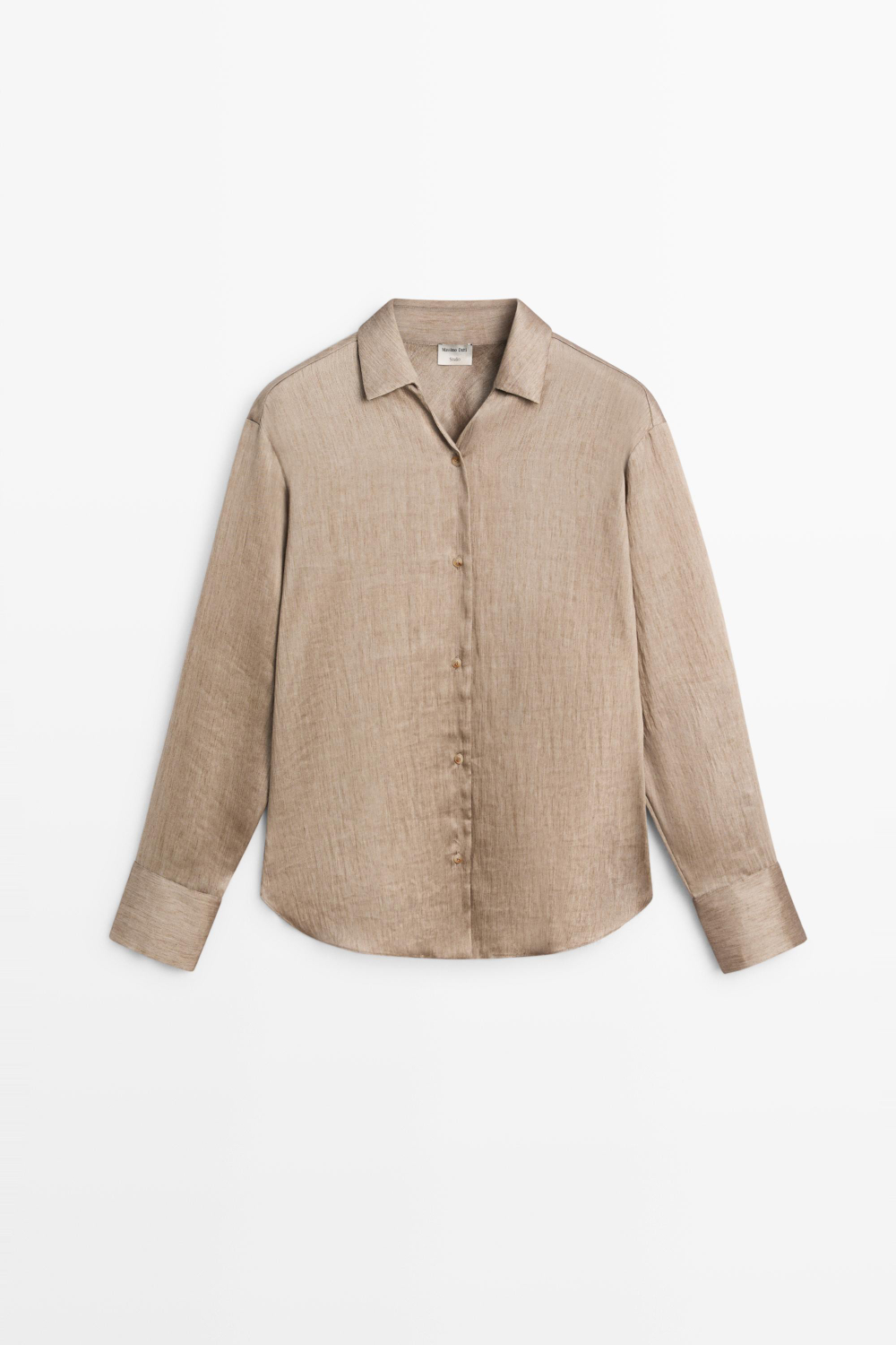Massimo Dutti Струящаяся атласная рубашка - STUDIO, каменно-серый