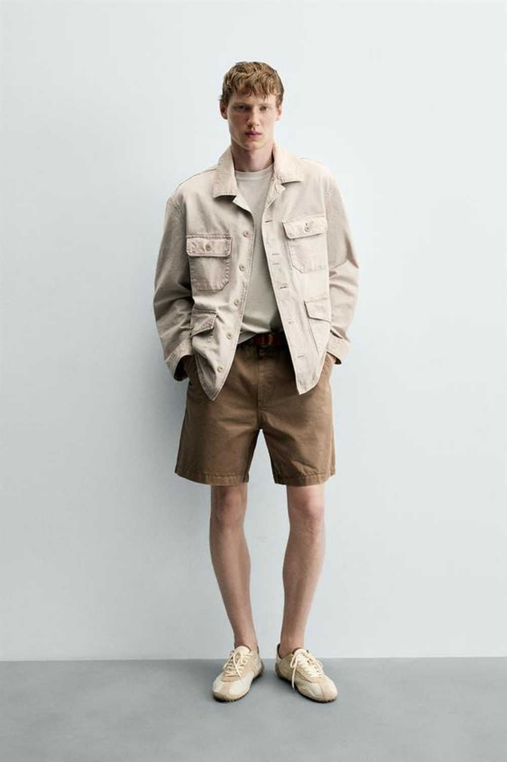 ZARA ШОРТЫ С ЭФФЕКТОМ ВИНТАЖНОЙ ПОТЕРТОСТИ, СВЕТЛО-КОРИЧНЕВЫЙ