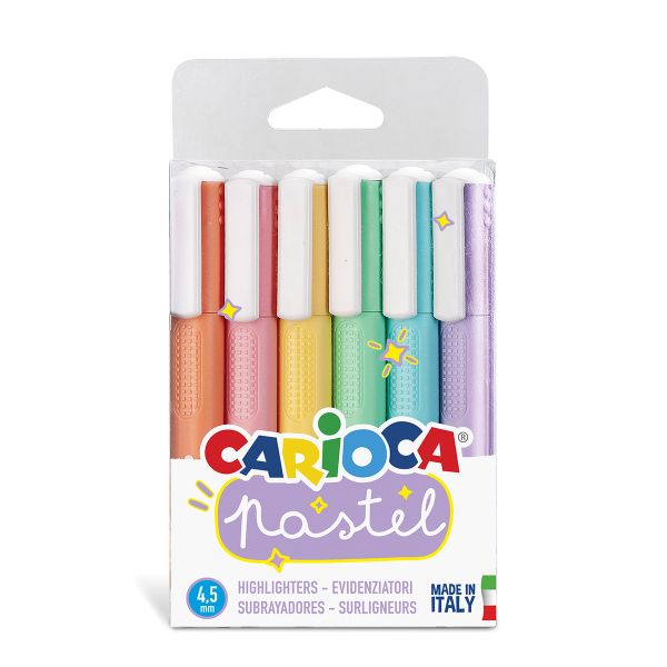 Набор текстовыделителей Pastel 2 мм, 6 цв., 6 шт, перо скошенное, 43033, Carioca