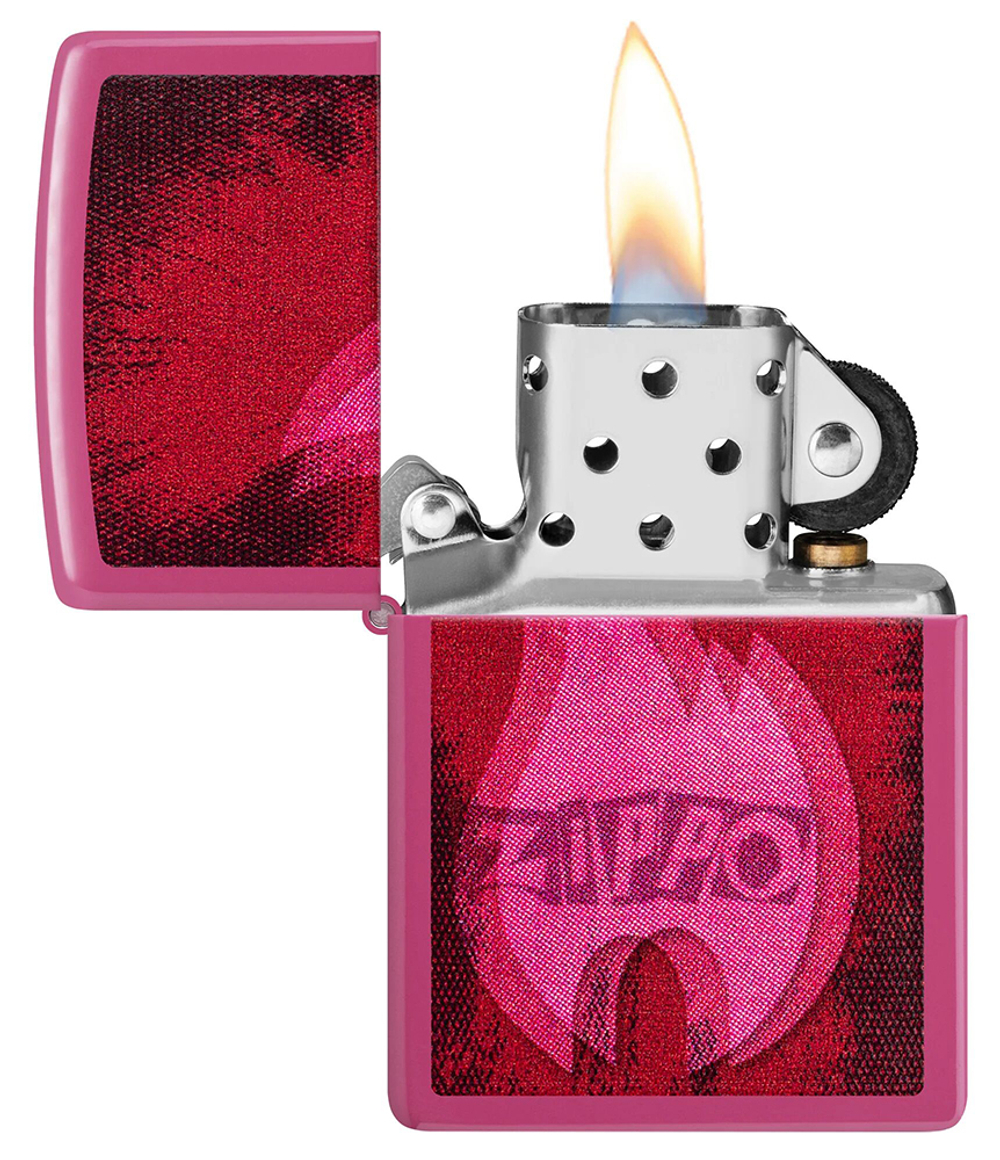 Зажигалка ZIPPO Pulse с покрытием Frequency, латунь/сталь, малиновая, глянцевая, 38x13x57 мм, шт