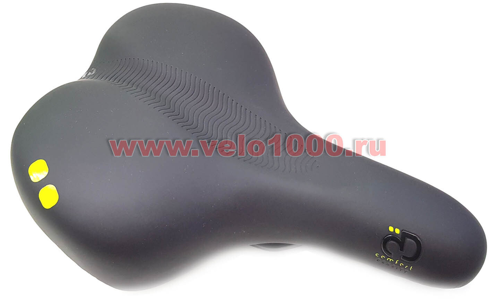 Седло DDK-D121 унисекс, 265x200мм, серии "Comfort Density", с эластомерами, чёрный с лаймом дизайн
