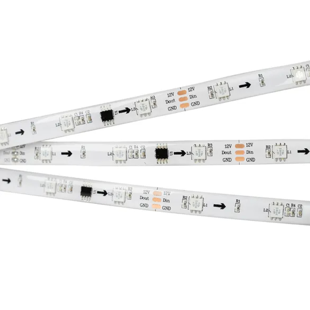 Светодиодная лента герметичная SPI-SE-B30-10mm 12V RGB-PX3 (7.2W/m, IP65, 5060, 5m) (Arlight, бегущий огонь) 026369(2)