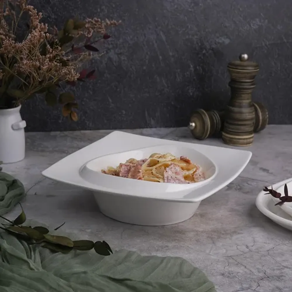 Салатник 400 мл 20*20 см h5,5 см с бортом Asymmetry белый фарфор NEW P.L. Proff Cuisine [3]