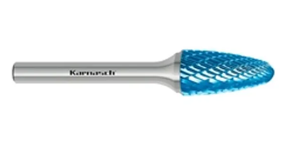 Борфреза твердосплавная Karnasch форма J (зенкер с вершиной 60°), 6х6х6х50 мм, универсальная насечка HP-3, покрытие Blue-Tec, арт. 11.5101-010