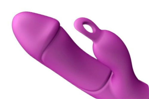 Фиолетовый вибратор 19,8см с клиторальным отростком Adrien Lastic Ares
