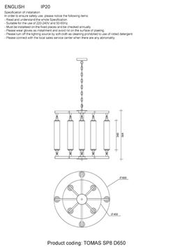 Подвесная люстра Е14 Tomas SP8 D650 Chrome хром Crystal Lux