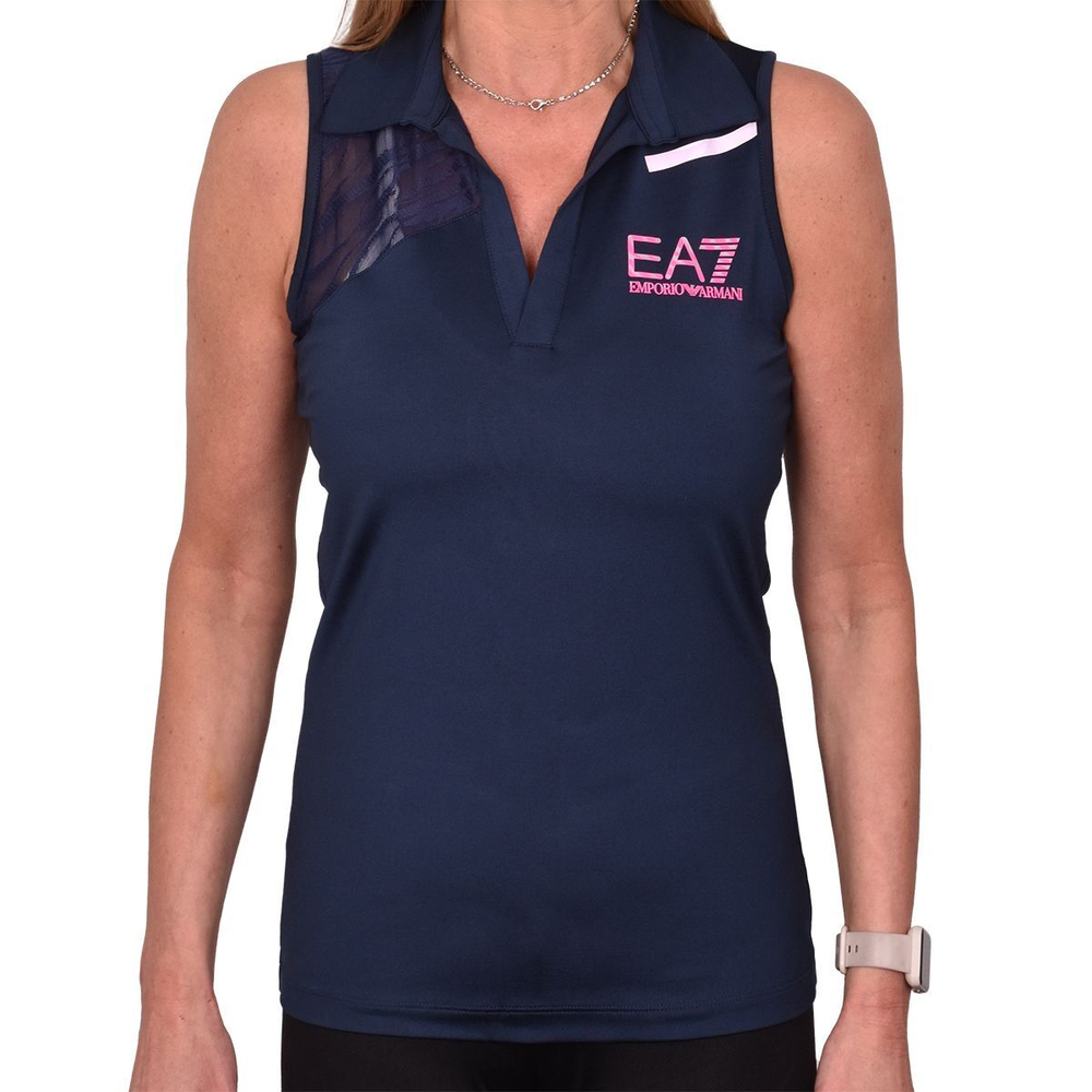 Женское поло EA7 Women Jersey Polo Shirt - небесный
