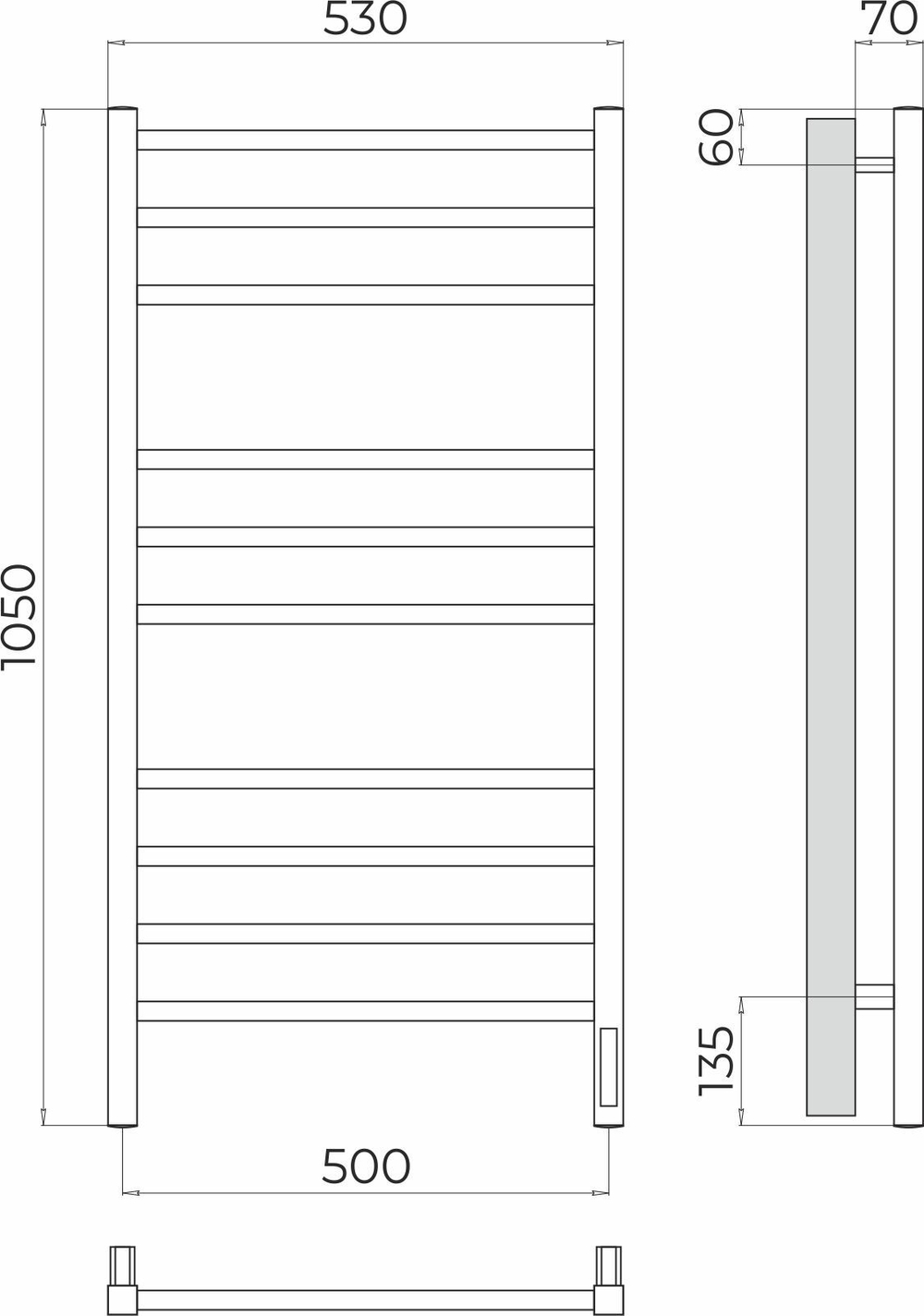 Полотенцесушитель Terminus Ватикан П10 500х1050 Электро (quick touch)