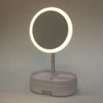 Зеркало настольное с подсветкой и органайзером «Beauty», цвет белый, USB, 35*18см