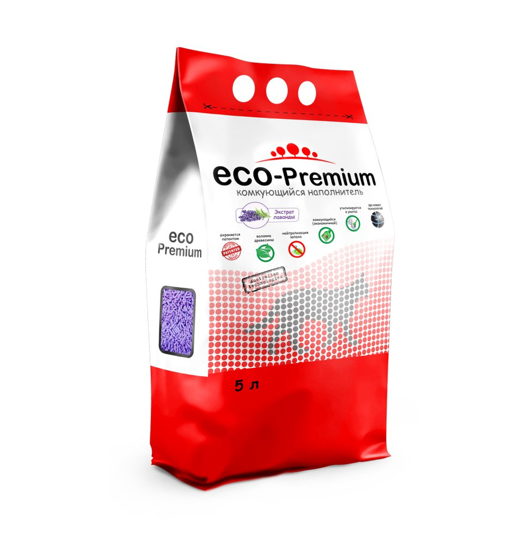 Наполнитель ECO Premium Лаванда комкующийся для кошек 5 л