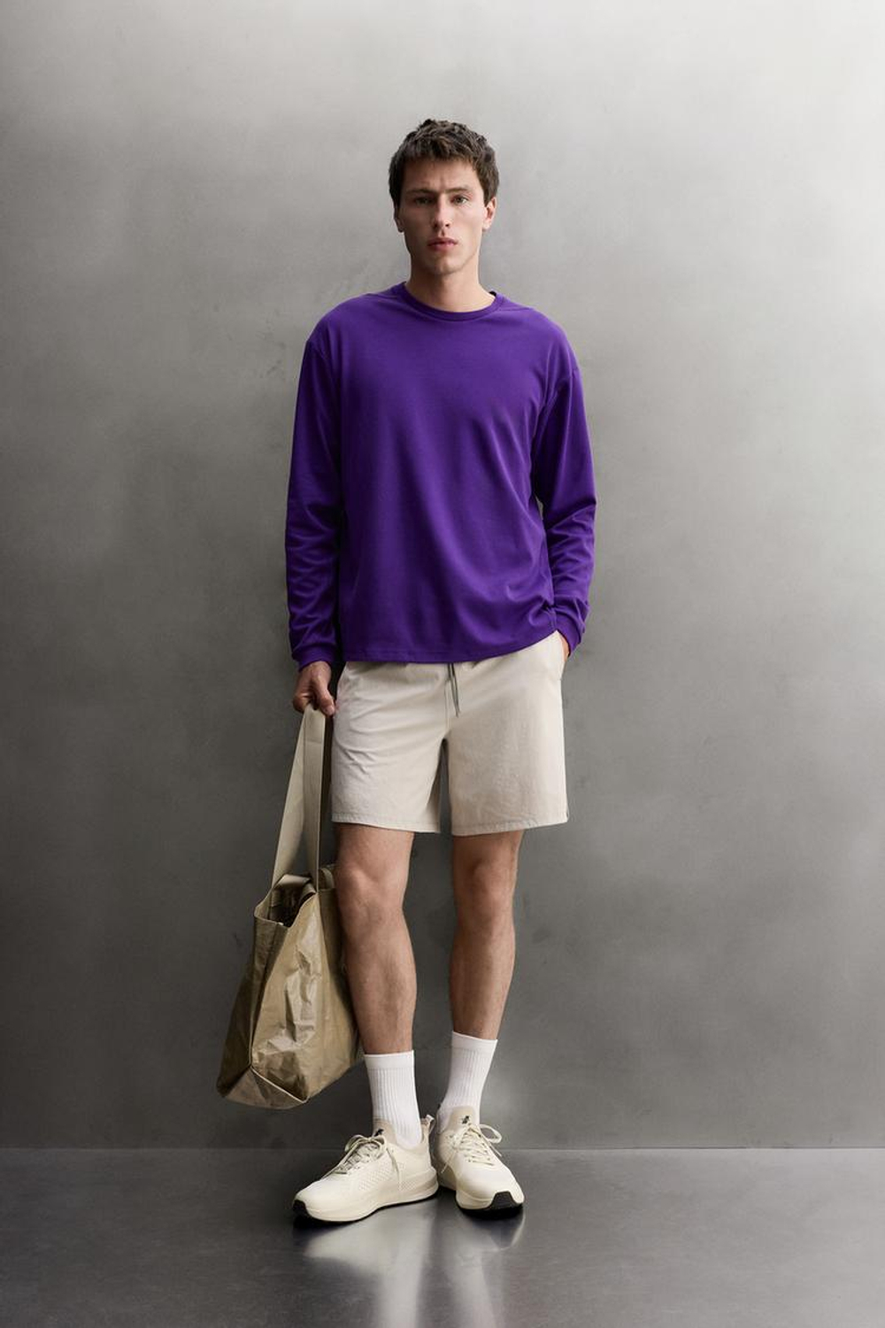 ZARA СПОРТИВНЫЕ ШОРТЫ 7”, СЕРЫЙ