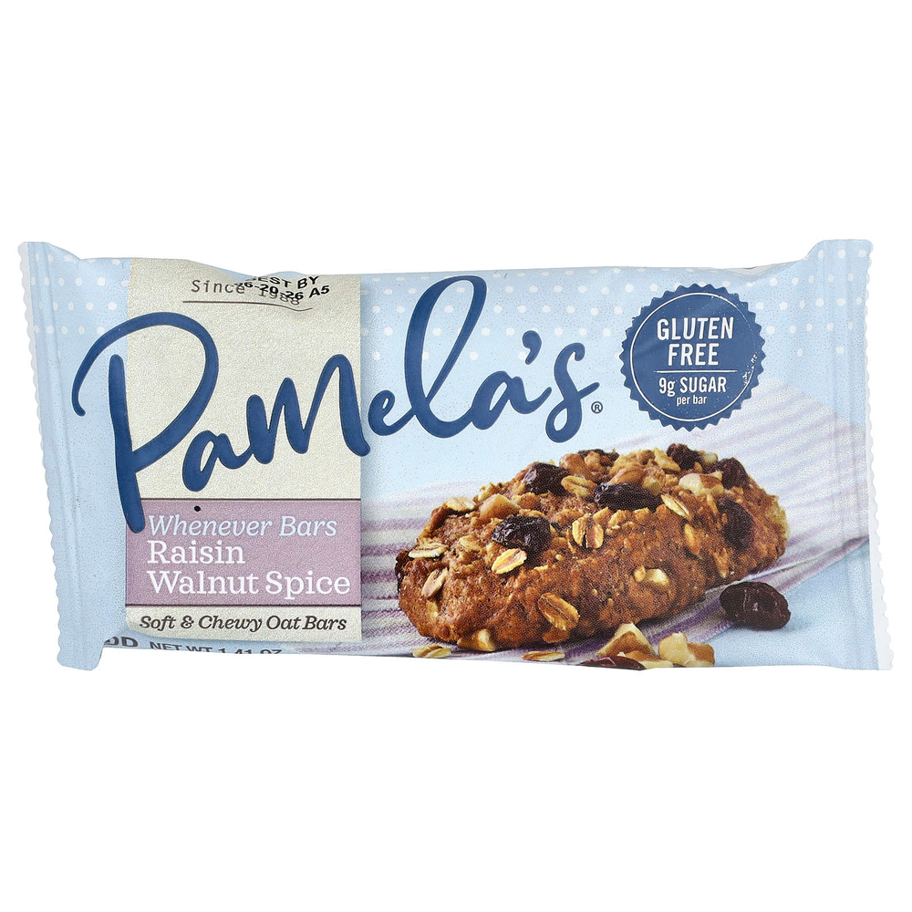 Pamela's Products, Everyday Bars, батончики с изюмом, грецким орехом и специями, 5 батончиков по 40 г (1,41 унции)