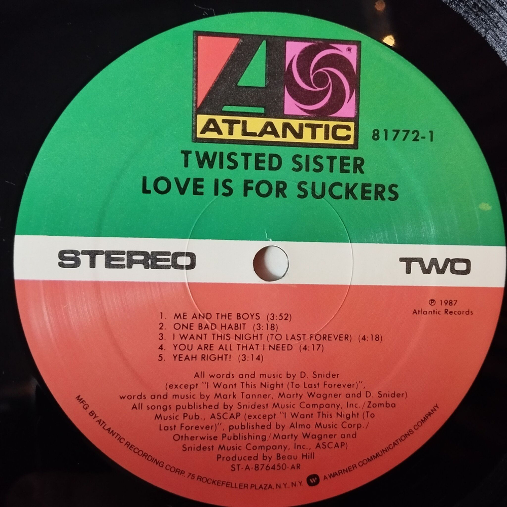 Винтажная виниловая пластинка LP Twisted Sister Love Is For Suckers (USA 1987) Tonight