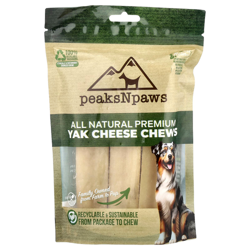 peaksNpaws, полностью натуральные жевательные таблетки с сыром як премиального качества, X-Large, 3 жевательные таблетки, 15 унций