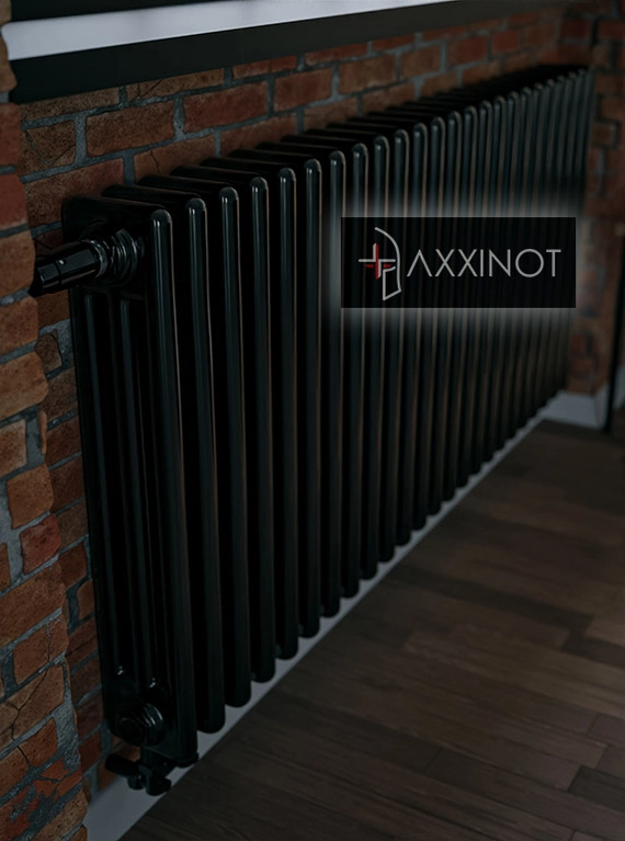 Axxinot Sentir 3057 - трехтрубный трубчатый радиатор высотой 570 мм, нижнее подключение с термовентилем, черный