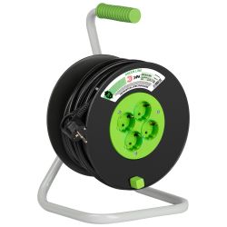 Удлинитель силовой ЭРА GREEN LINE KAT-3x1.5-30m Greenline на катушке пластик 4 розетки с заземлением 30м ПВС 3x1.5мм2 | Электротовары