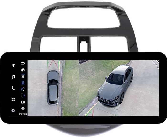 Магнитола для Chevrolet Spark M300 2009-2022, Ravon R2 (рамка глянцевая) - Teyes LUX ONE 360 монитор 12.3" 2K QLED на Android 10, Быстрая, CarPlay, 4G SIM-слот, 4 камеры в комплекте